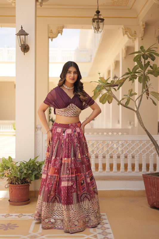 Elegant Russian Silk Digital Printed Lehenga Choli