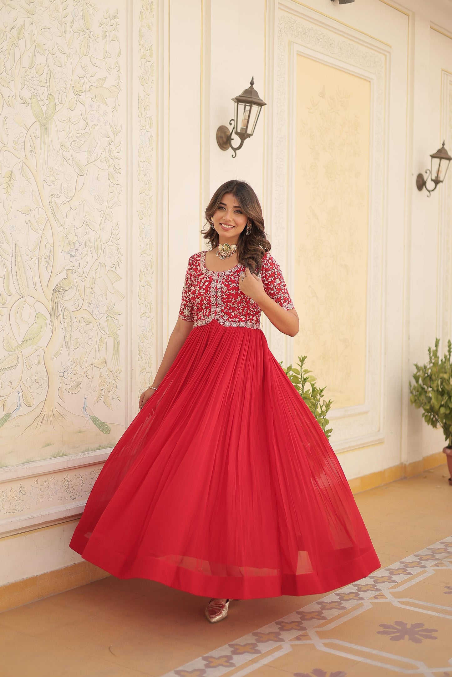 Designer Embroidered Party Wear Gown for Women - Shubh Trends