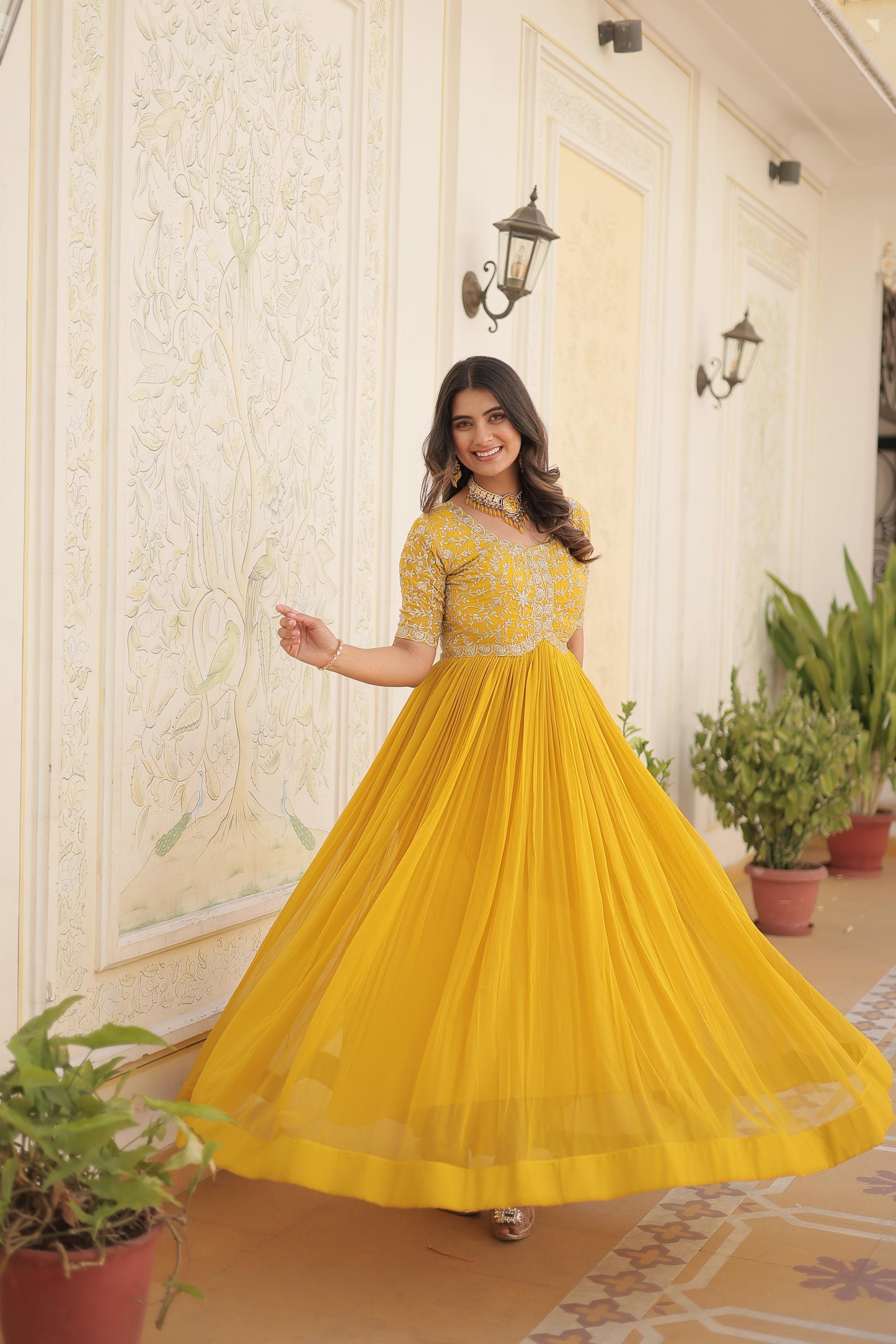 Designer Embroidered Party Wear Gown for Women - Shubh Trends