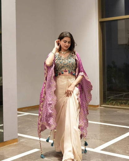 Sequin Embroidered Three-Piece Western Outfit for Weddings & Parties - Shubh Trends