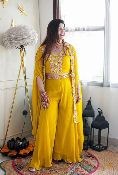 Super Trending Party Wear Shrug Lehenga with Embroidery Cording & Sequin Work – Indo-Western Style - Shubh Trends