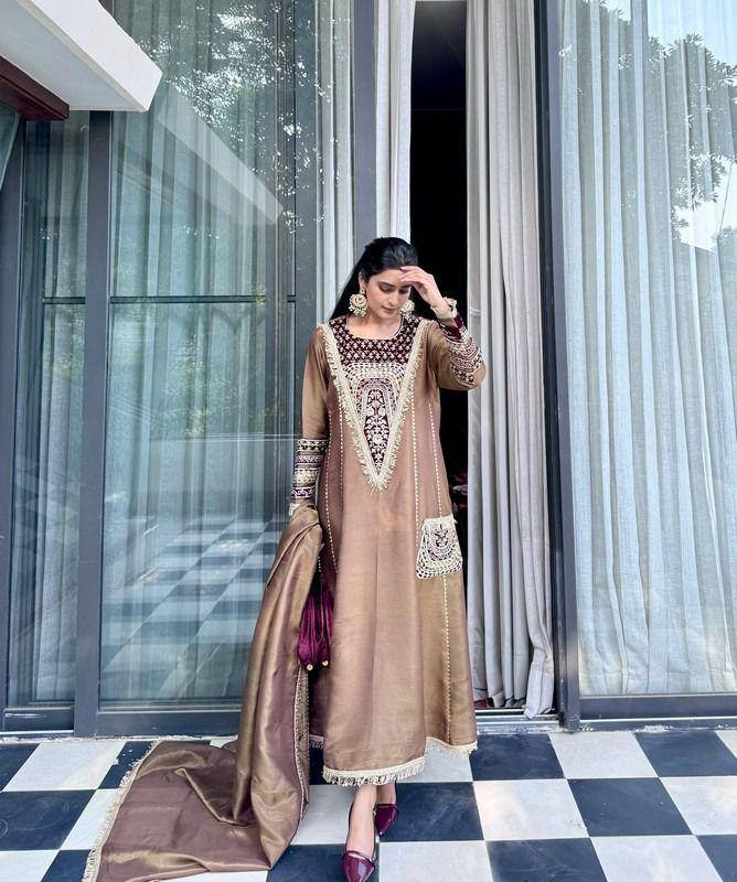 Designer Flared Kali Suit with Pants & Dupatta – 2025 Wedding Collection - Shubh Trends