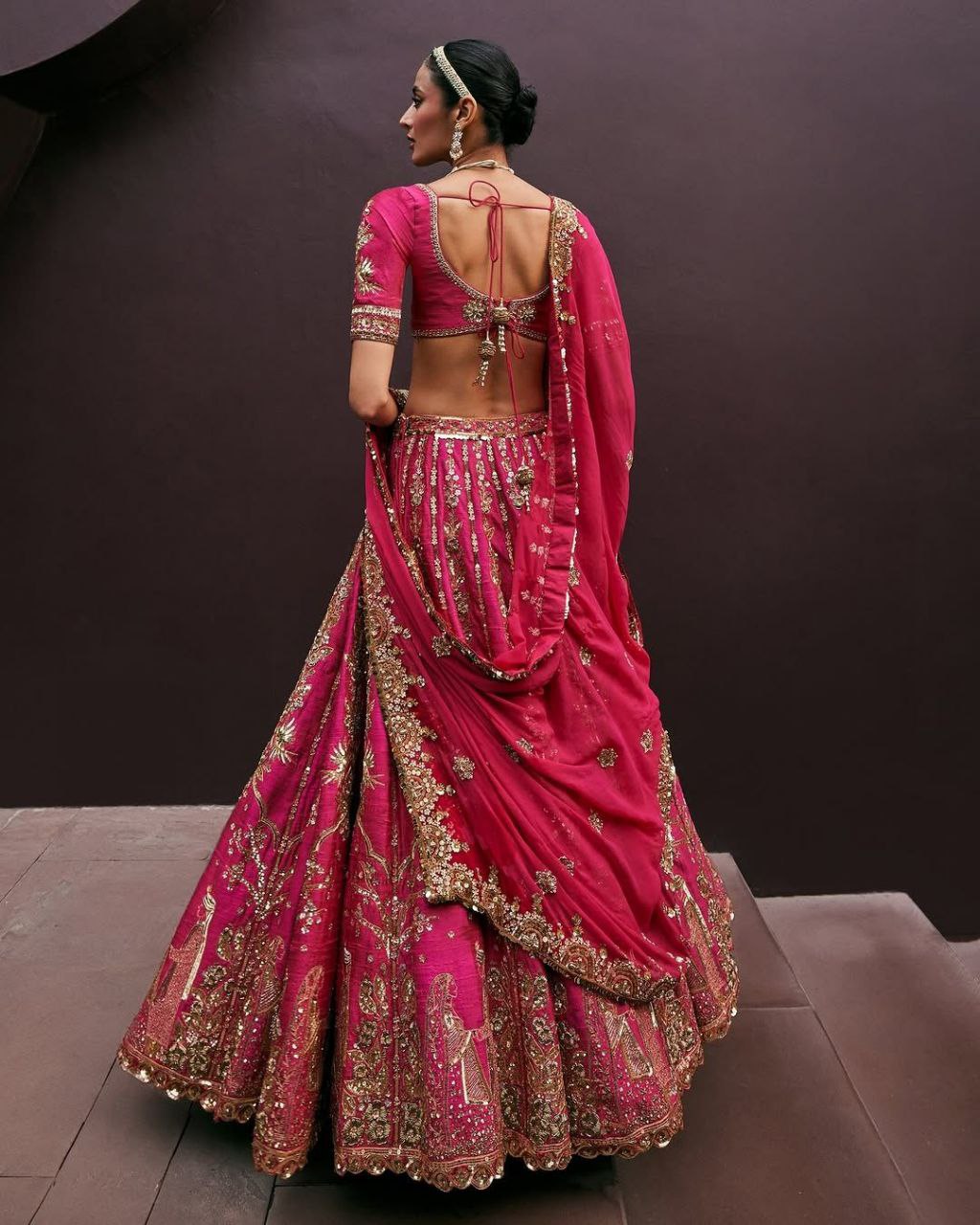 Pink color Luxury Two-Tone Tapeta Silk Embroidered Lehenga Choli with Dupatta – Wedding & Festive Special