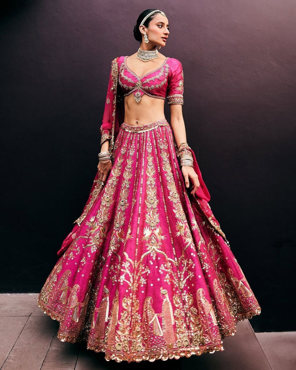 Pink color Luxury Two-Tone Tapeta Silk Embroidered Lehenga Choli with Dupatta – Wedding & Festive Special